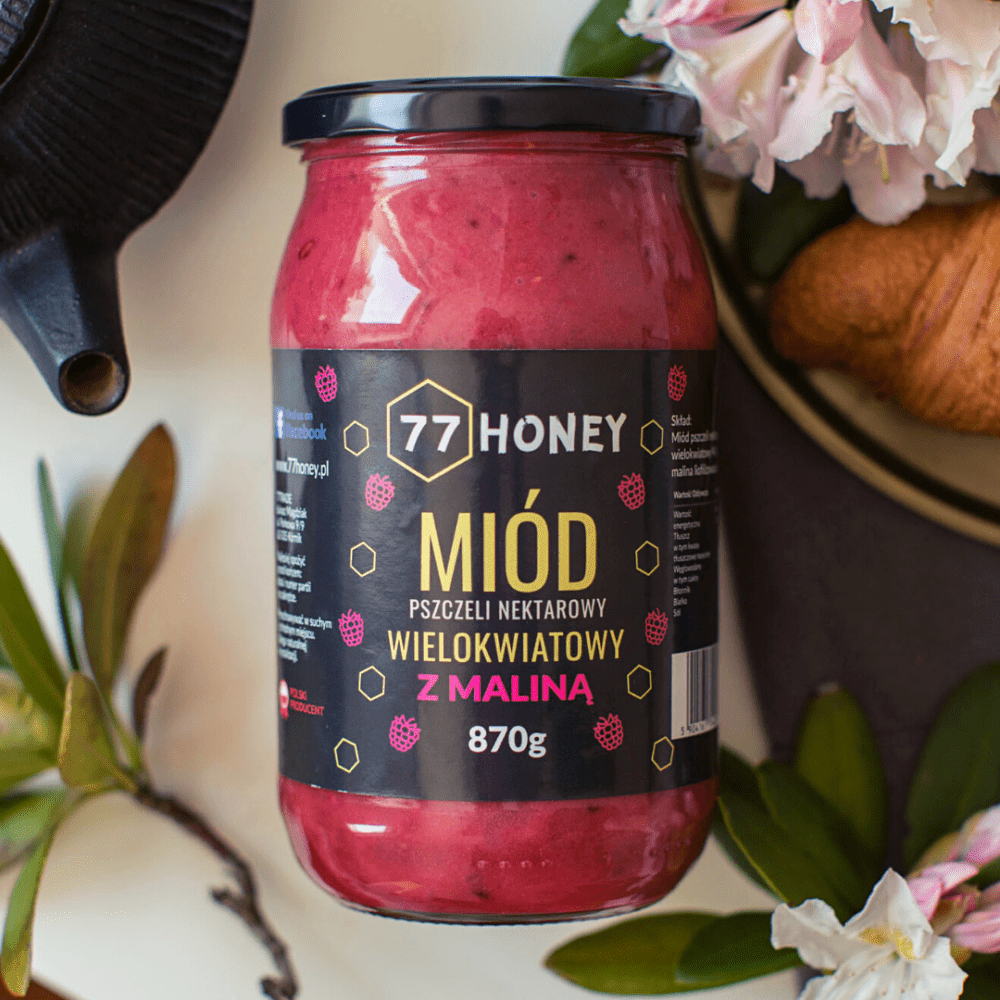 Miód Wielokwiatowy z Maliną 870g