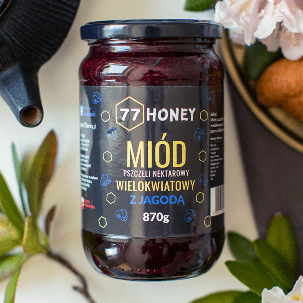 Miód Wielokwiatowy z Jagodą 870g