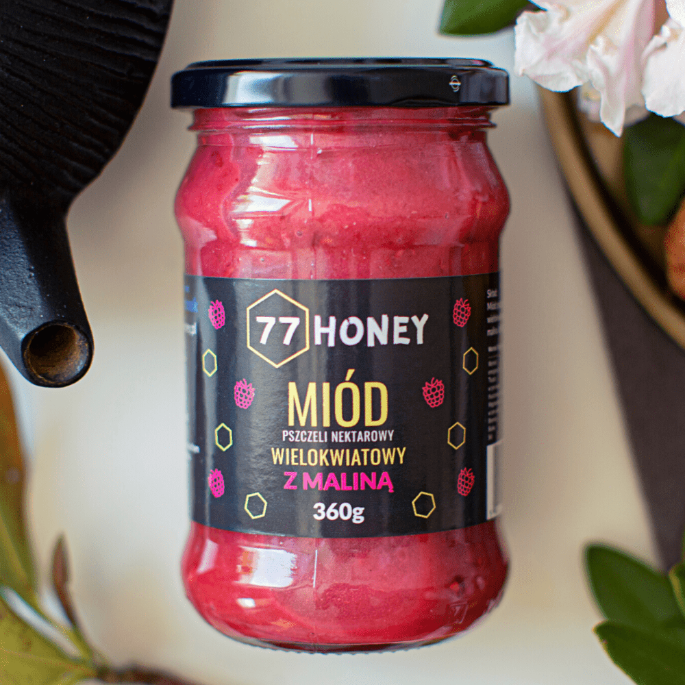 Miód Wielokwiatowy z Maliną 360g