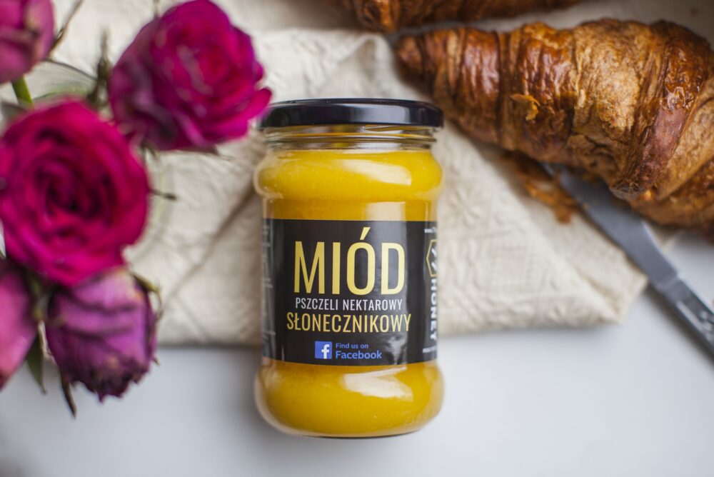 Miód słonecznikowy 400g (zbiór 2024, skrystalizowany) - obrazek 2