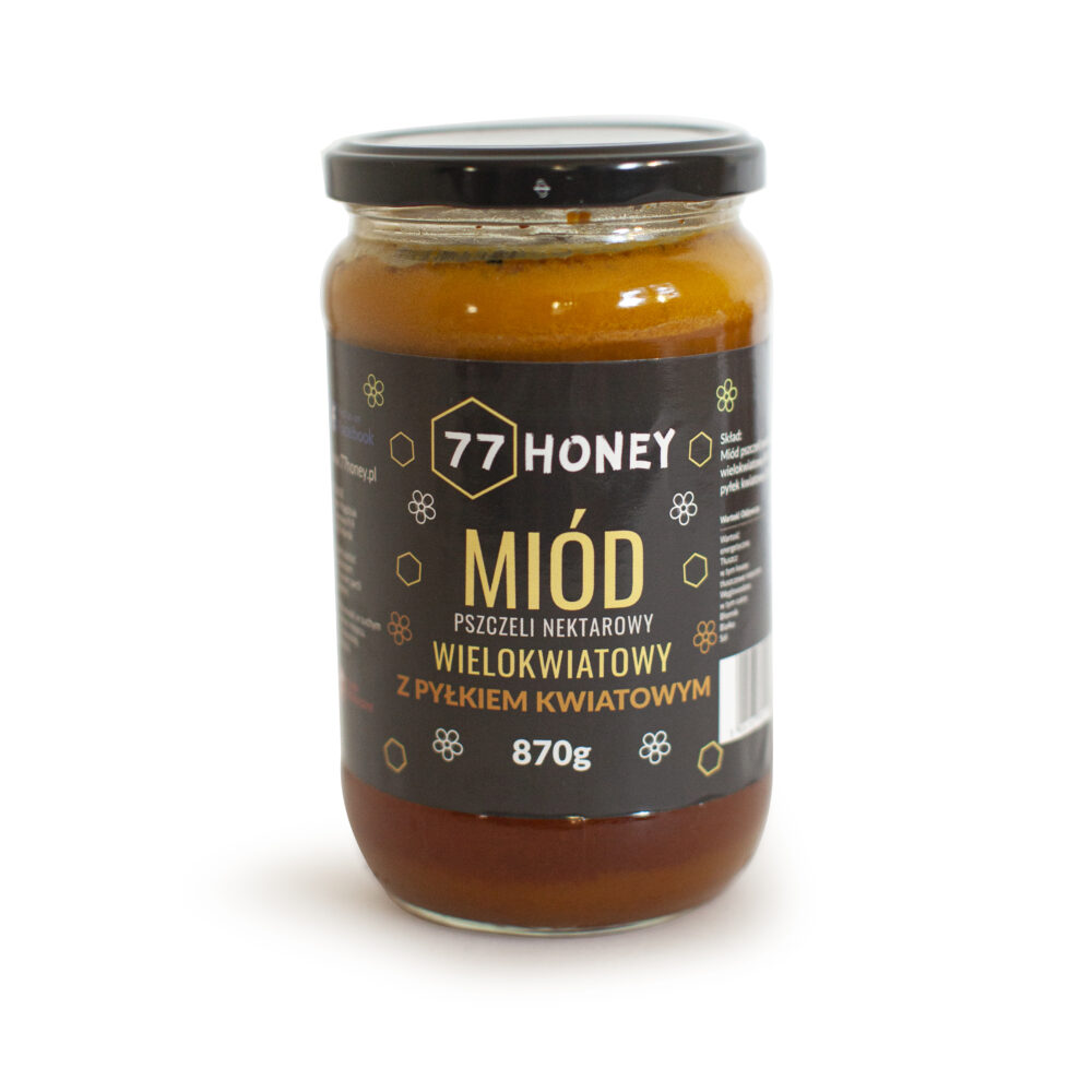 Miód Wielokwiatowy z Pyłkiem Kwiatowym 870g