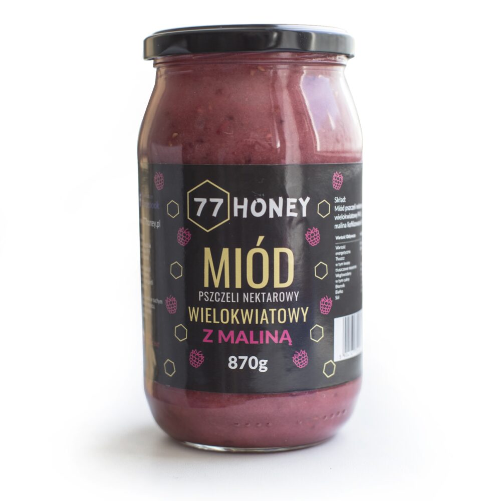 Miód Wielokwiatowy z Maliną 870g - obrazek 3
