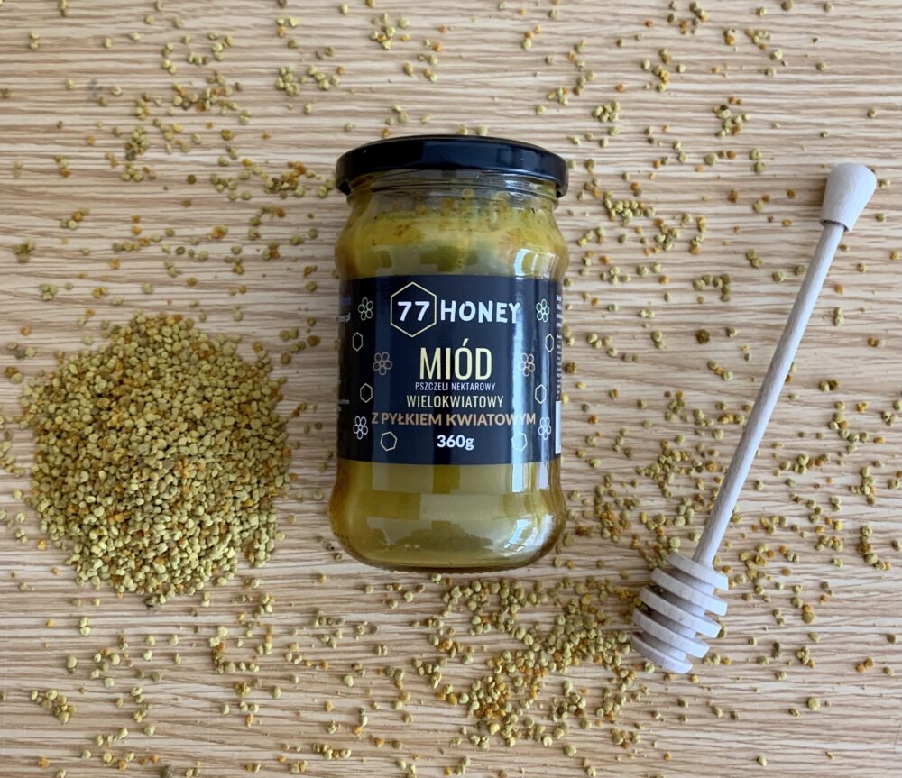 Miód Wielokwiatowy z Pyłkiem Kwiatowym 360g - obrazek 2